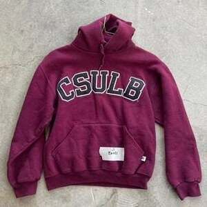Vintage Russell Burgundy Cal State Long Beach CSULB Hoodie, Size Small, Boxy Fit